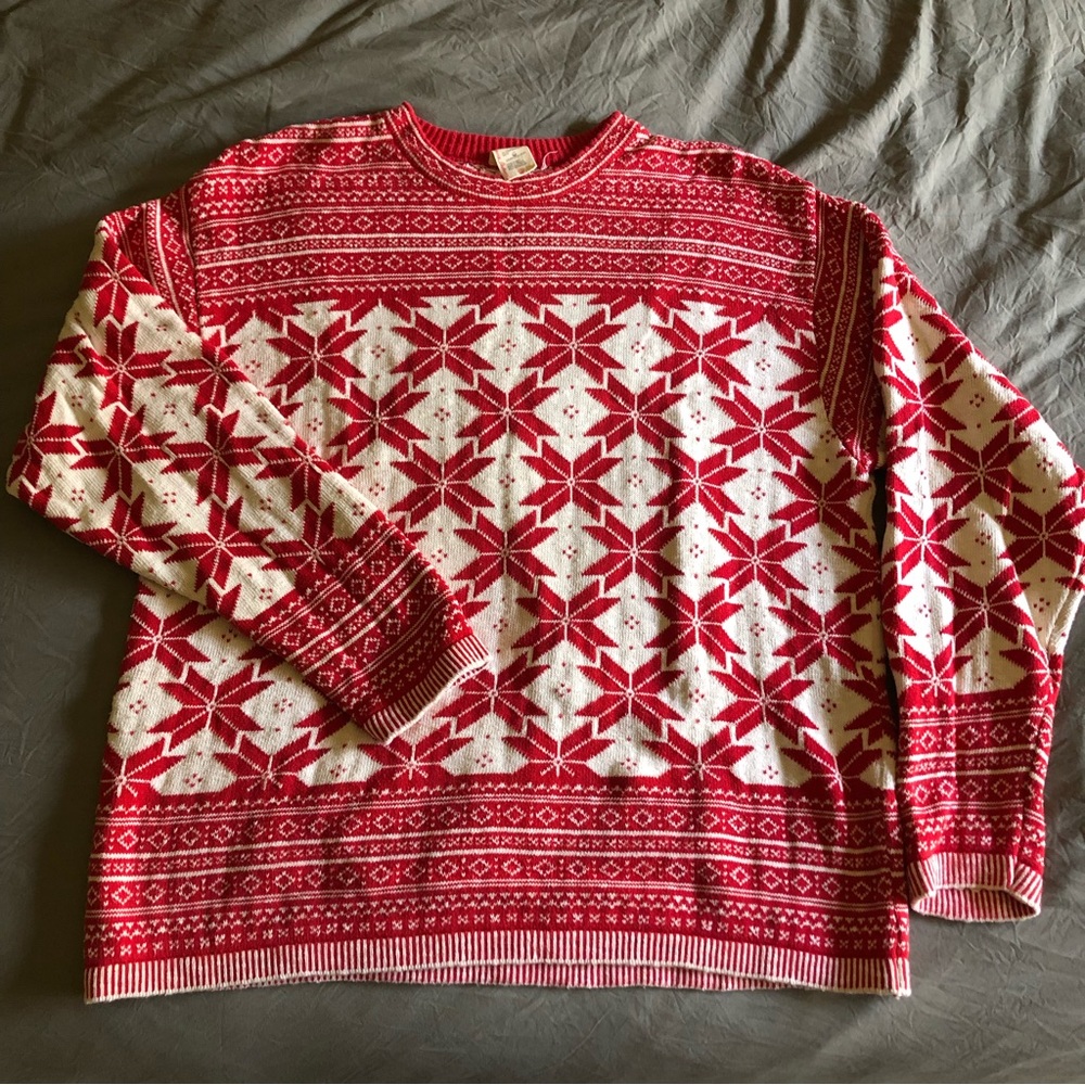 Vintage Unisex Holiday Ski Christmas Red Cotton Sweater